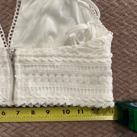 Bralette, white, Criss Cross, Zip up Back. Size Small. - Picture 2 of 6